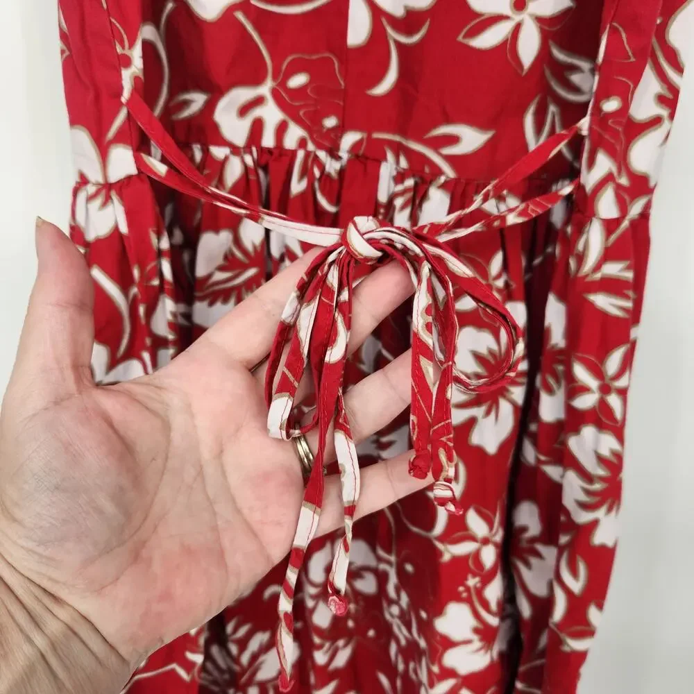 VTG Hilo Hattie's The Hawaiian Original Red Hibiscus Sleeveless Dress Girl XL - Picture 7 of 8
